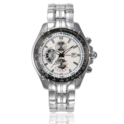 CURREN 8083 Men's Waterproof Steel Band Calendar Watch