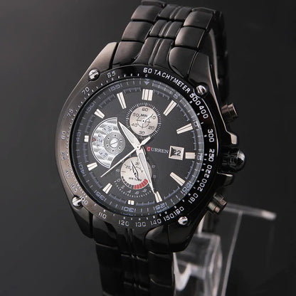 CURREN 8083 Men's Waterproof Steel Band Calendar Watch