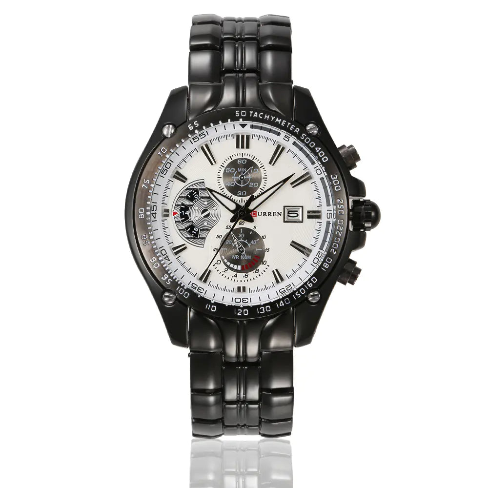 CURREN 8083 Men's Waterproof Steel Band Calendar Watch